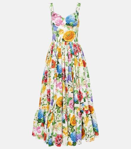 Floral pleated cotton bustier dress - Dolce&Gabbana - Modalova