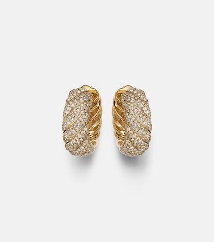 Sculpted Cable 18kt hoop earrings with diamonds - David Yurman - Modalova