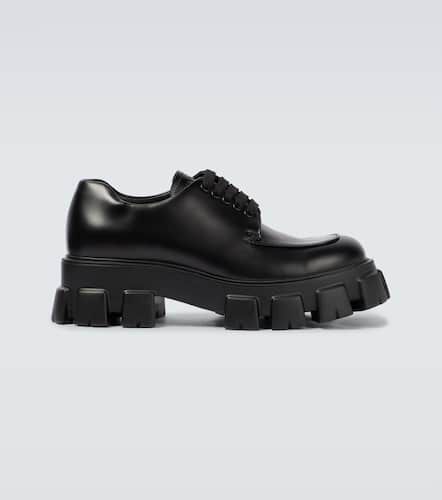 Monolith brushed leather derby shoes - Prada - Modalova