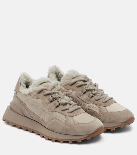 Shearling-trimmed sneakers - Brunello Cucinelli - Modalova