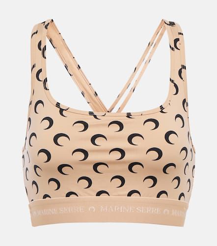 Printed jersey sports bra - Marine Serre - Modalova