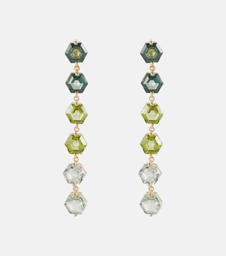 Lilou 14kt yellow gold drop earrings with topaz, peridot and amethyst - Suzanne Kalan - Modalova