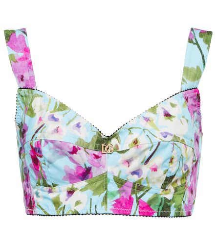 Bustier in popeline con stampa floreale - Dolce&Gabbana - Modalova