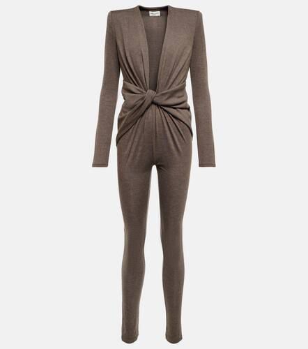 Wrap-detail wool jersey jumpsuit - Saint Laurent - Modalova