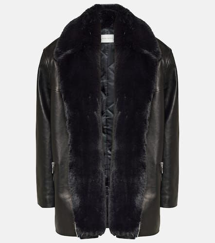 Faux fur-trimmed leather jacket - Magda Butrym - Modalova