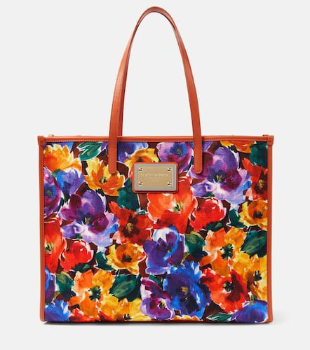 Shopper Large in canvas con stampa floreale - Dolce&Gabbana - Modalova