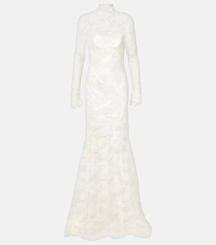 Bridal Adena floral lace-trimmed wool and silk gown - Danielle Frankel - Modalova