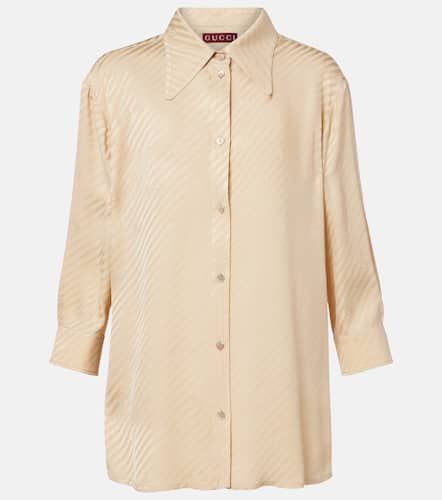 Gucci Camisa de seda a rayas con GG - Gucci - Modalova