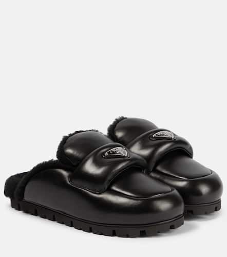 Shearling-lined leather slides - Prada - Modalova