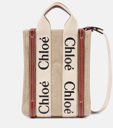 Chloé Woody North South Mini canvas tote bag - Chloe - Modalova