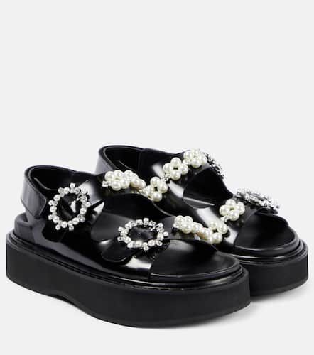 Faux pearl-embellished leather platform sandals - Simone Rocha - Modalova