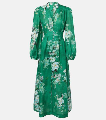 Everley Plunge floral linen midi dress - Zimmermann - Modalova