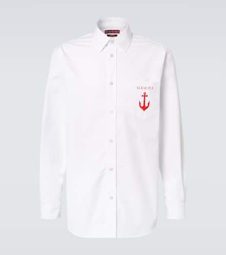 Embroidered logo cotton poplin shirt - Gucci - Modalova