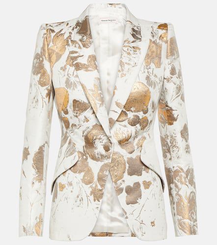 Floral jacquard cotton-blend blazer - Alexander McQueen - Modalova