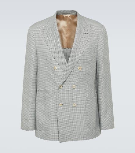 Blazer cruzado de lino con pata de gallo - Brunello Cucinelli - Modalova