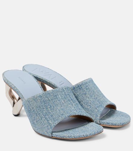 Leather-trimmed denim mules - JW Anderson - Modalova