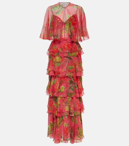 Floral tiered silk chiffon gown - Oscar de la Renta - Modalova