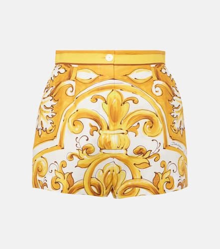 Majolica high-rise cotton shorts - Dolce&Gabbana - Modalova