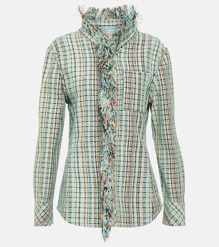 Fringed checked cotton-blend jacket - Bottega Veneta - Modalova