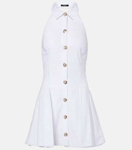 Vestido corto de popelín de algodón - Balmain - Modalova