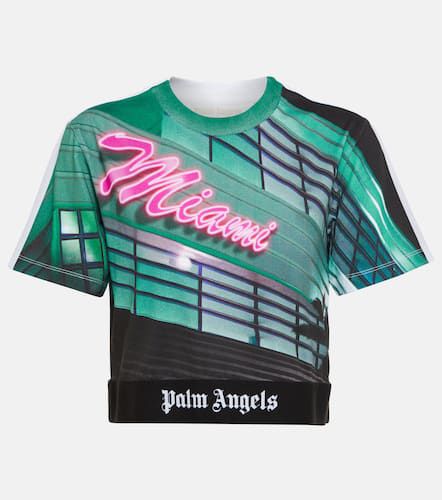 T-shirt cropped in cotone con stampa - Palm Angels - Modalova