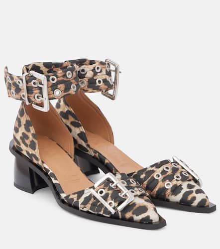 Pumps in raso con stampa leopardata - Ganni - Modalova