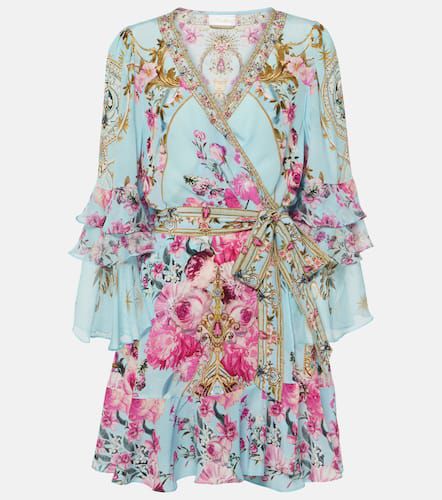 Embellished floral silk crêpe wrap dress - Camilla - Modalova