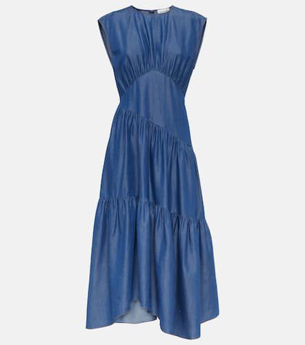 Gathered tiered denim midi dress - Frame - Modalova