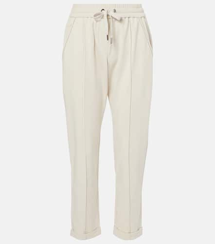 Cotton jersey cropped sweatpants - Brunello Cucinelli - Modalova