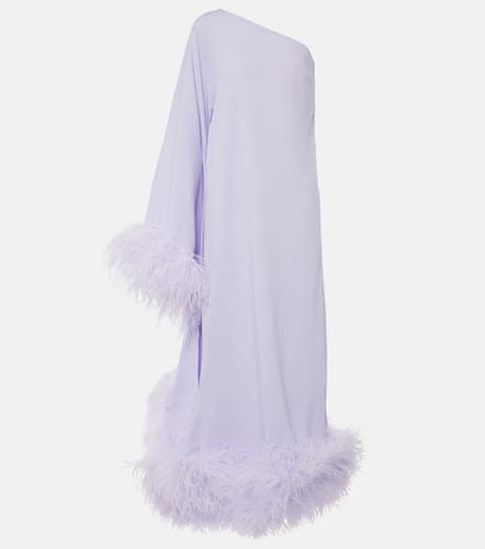Balear feather-trimmed one-shoulder crÃªpe gown - Taller Marmo - Modalova