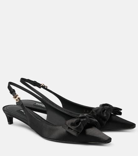 Bow-detail satin slingback pumps - Dolce&Gabbana - Modalova