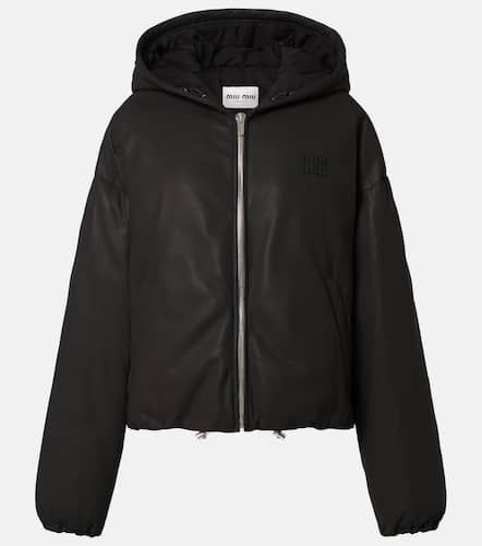 Miu Miu Logo leather puffer jacket - Miu Miu - Modalova