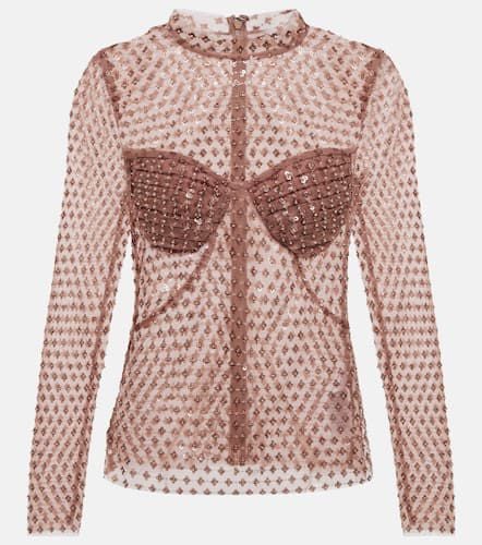 Top in mesh con paillettes - Self-Portrait - Modalova