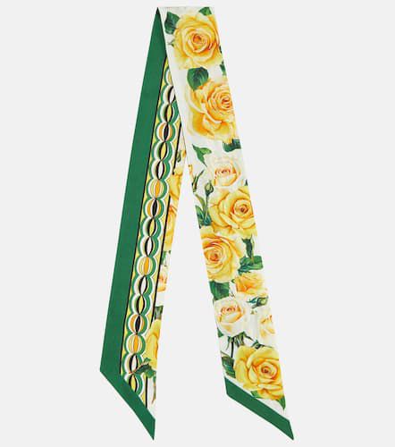 Foulard in seta con stampa floreale - Dolce&Gabbana - Modalova