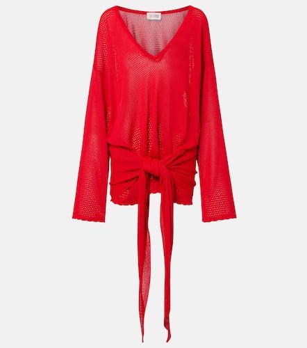 Vestido corto fruncido de punto calado - The Attico - Modalova