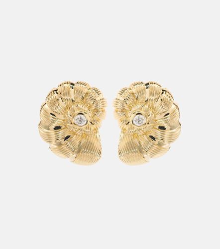 Large Nautilus Shell 14kt earrings with diamonds - Sydney Evan - Modalova