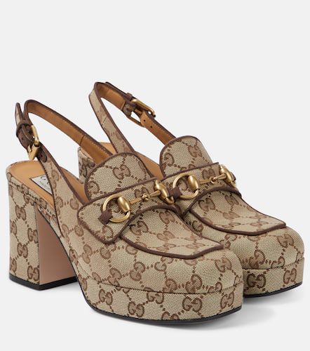 Pumps slingback Horsebit in canvas GG - Gucci - Modalova