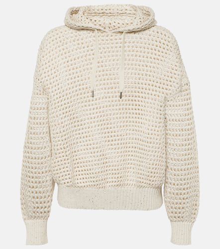 Open-knit cotton-blend hoodie - Brunello Cucinelli - Modalova