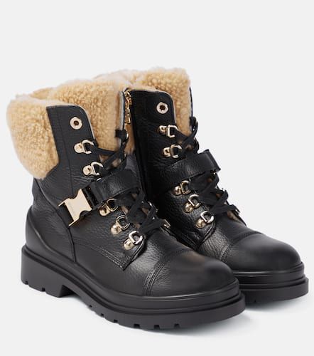 Shearling-trimmed leather ankle boots - Bogner - Modalova