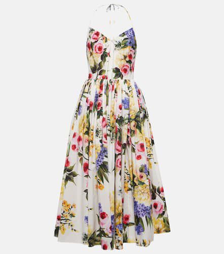 Vestido midi de popelín de algodón floral - Dolce&Gabbana - Modalova