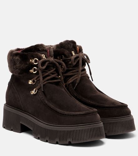 Turin shearling-trimmed suede lace-up boots - Bogner - Modalova