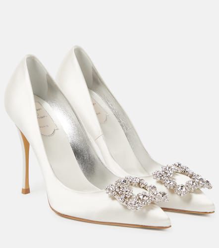 Pumps Flower Strass 100 in raso - Roger Vivier - Modalova