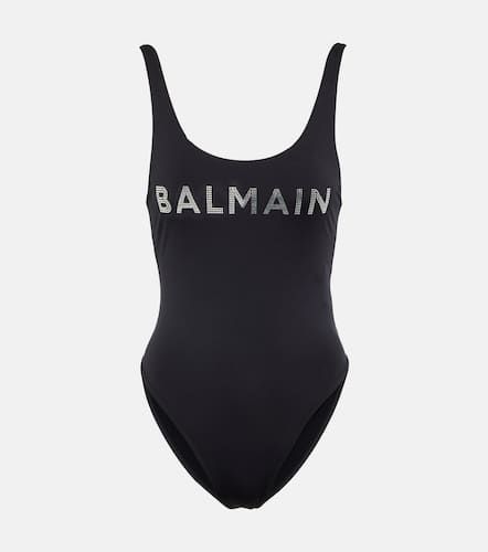 Costume intero con cristalli e logo - Balmain - Modalova