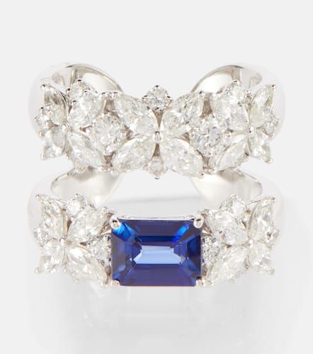 Kt white gold ring with sapphire and diamonds - Yeprem - Modalova