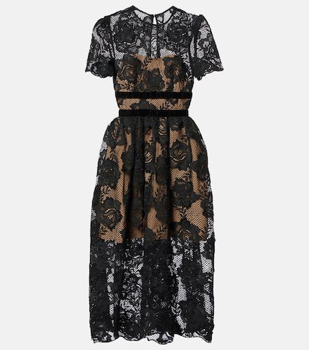 Lace and velvet midi dress - Self-Portrait - Modalova