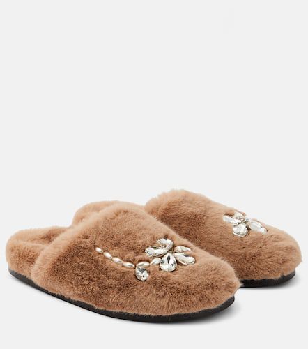 Embellished faux fur slippers - Simone Rocha - Modalova