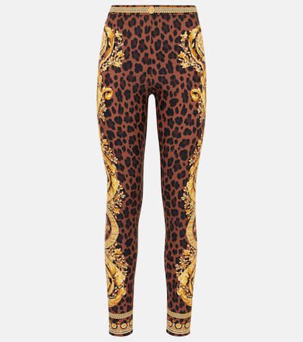 Leggings Barocco con stampa leopardata - Versace - Modalova