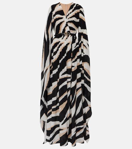 Caped zebra-print silk gown - Elie Saab - Modalova
