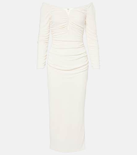 Off-shoulder ruched jersey midi dress - Carolina Herrera - Modalova