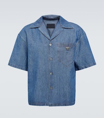 Cotton and linen bowling shirt - Prada - Modalova